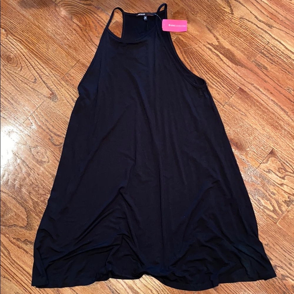 Black High-Neck Sleeveless Swing Mini Dress